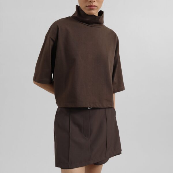 The Frankie Shop Reza Cropped Tee – Brown Top, view 5