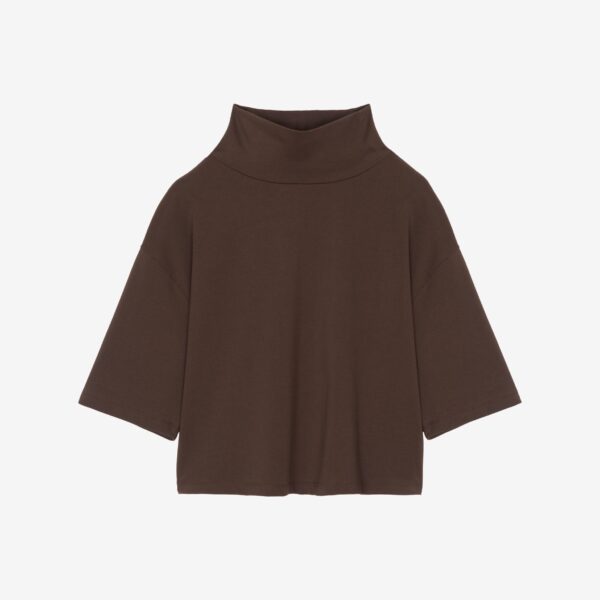 The Frankie Shop Reza Cropped Tee – Brown Top, view 7