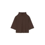 The Frankie Shop Reza Cropped Tee - Brown - Oversized Minimalist Tops in Brown - Shop at Luxury Shoes 