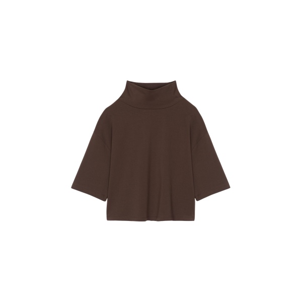 The Frankie Shop Reza Cropped Tee - Brown - Oversized Minimalist Tops in Brown - Shop at Luxury Shoes 