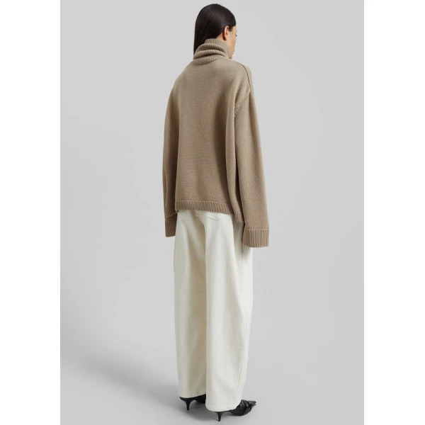 The Frankie Shop Rhea Trapeze Turtleneck - Beige - Oversized Minimalist Knitwear in Beige - Shop at Luxury Shoes 