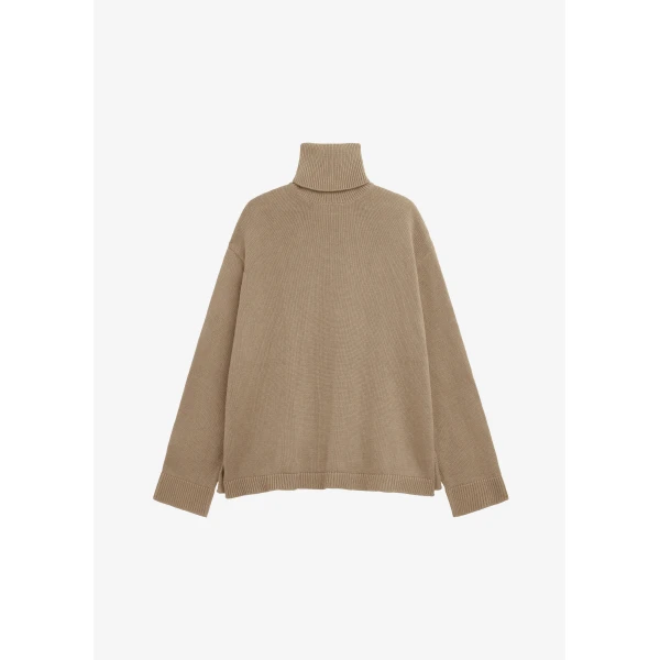 The Frankie Shop Rhea Trapeze Turtleneck - Beige - Oversized Minimalist Knitwear in Beige - Shop at Luxury Shoes 