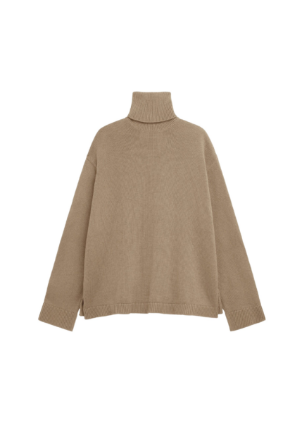 The Frankie Shop Rhea Trapeze Turtleneck - Beige - Oversized Minimalist Knitwear in Beige - Shop at Luxury Shoes 