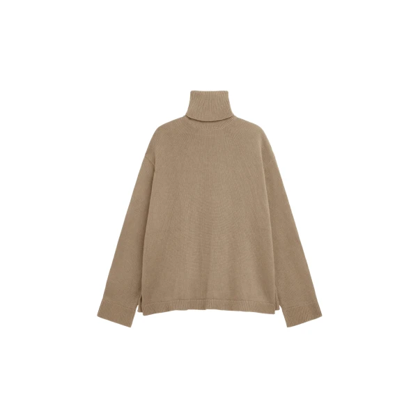 The Frankie Shop Rhea Trapeze Turtleneck - Beige - Oversized Minimalist Knitwear in Beige - Shop at Luxury Shoes 