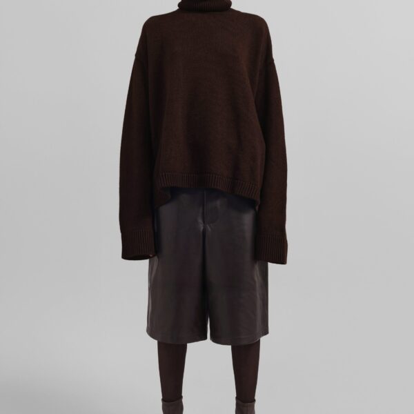 The Frankie Shop Rhea Trapeze Turtleneck – Dark Brown Knit, view 5