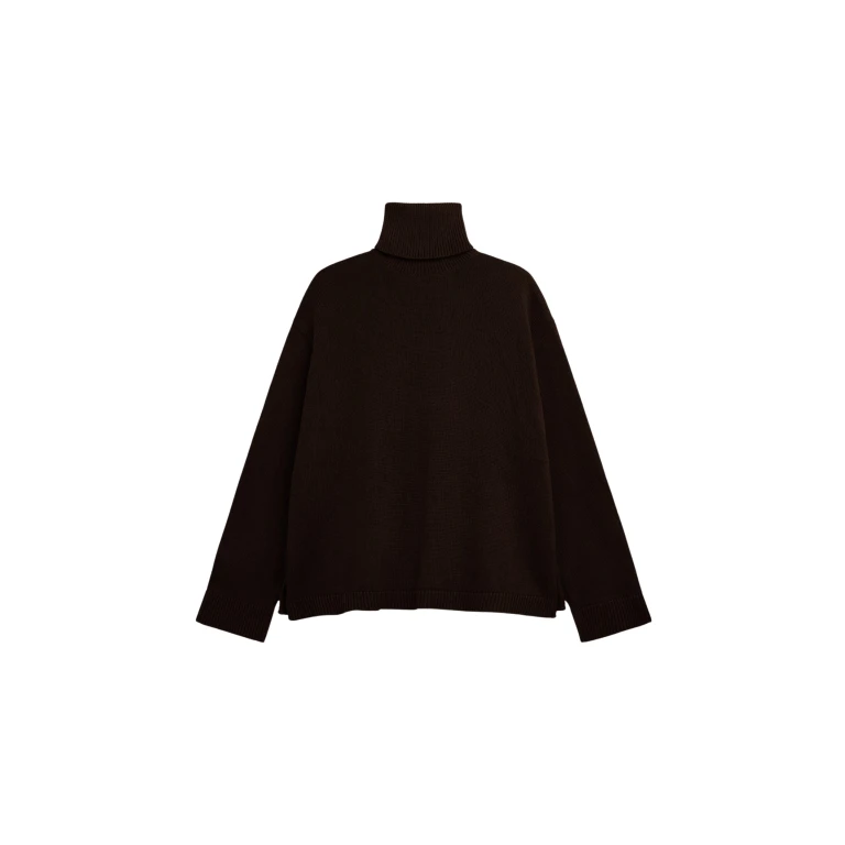 The Frankie Shop Rhea Trapeze Turtleneck - Dark Brown - Oversized Minimalist Knitwear in Brown - Shop at Luxury Shoes 