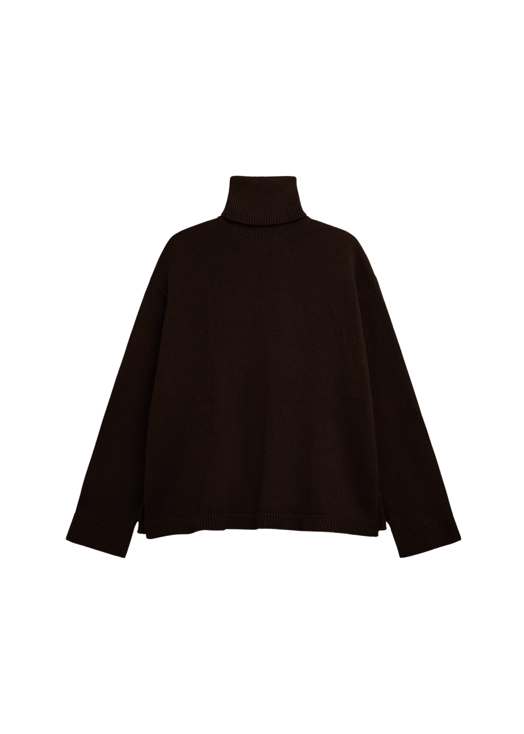 The Frankie Shop Rhea Trapeze Turtleneck - Dark Brown - Oversized Minimalist Knitwear in Brown - Shop at Luxury Shoes 