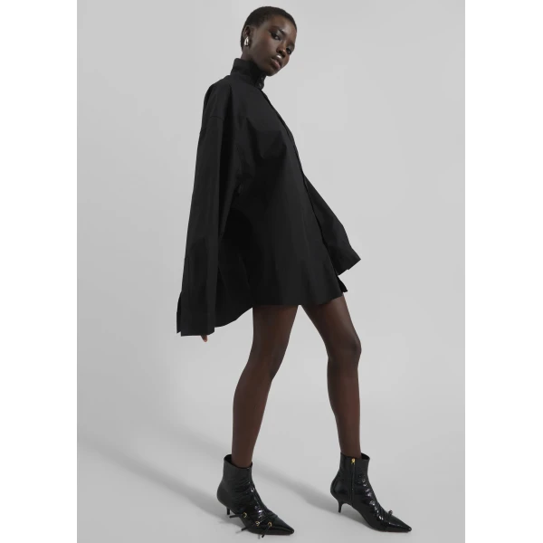 The Frankie Shop Riken Oversized Shirt - Black - Oversized Minimalist Tops in Black - Shop at Luxury Shoes 