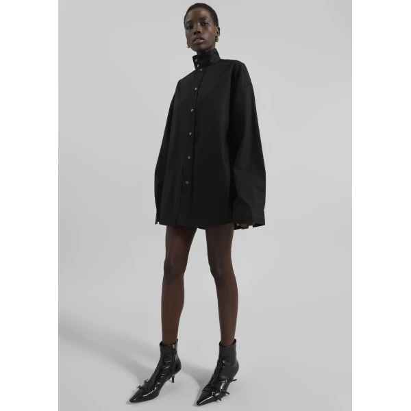 The Frankie Shop Riken Oversized Shirt - Black - Oversized Minimalist Tops in Black - Shop at Luxury Shoes 