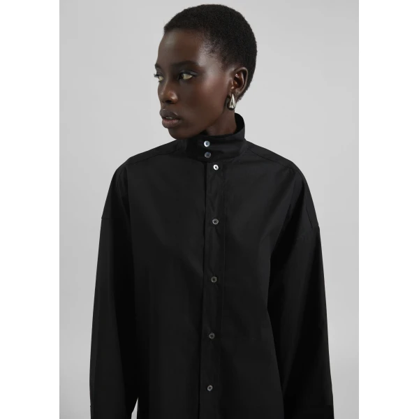 The Frankie Shop Riken Oversized Shirt - Black - Oversized Minimalist Tops in Black - Shop at Luxury Shoes 