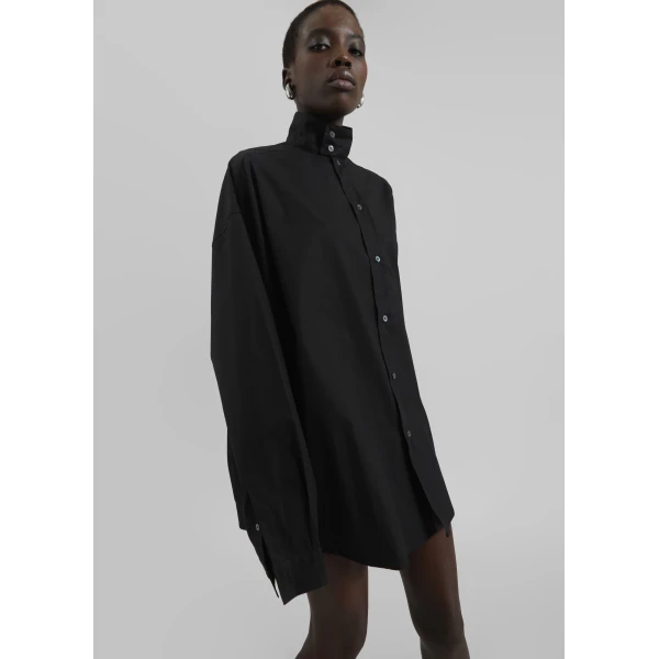 The Frankie Shop Riken Oversized Shirt - Black - Oversized Minimalist Tops in Black - Shop at Luxury Shoes 