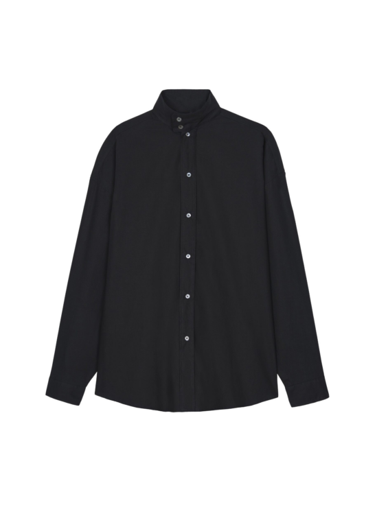 The Frankie Shop Riken Oversized Shirt - Black - Oversized Minimalist Tops in Black - Shop at Luxury Shoes 
