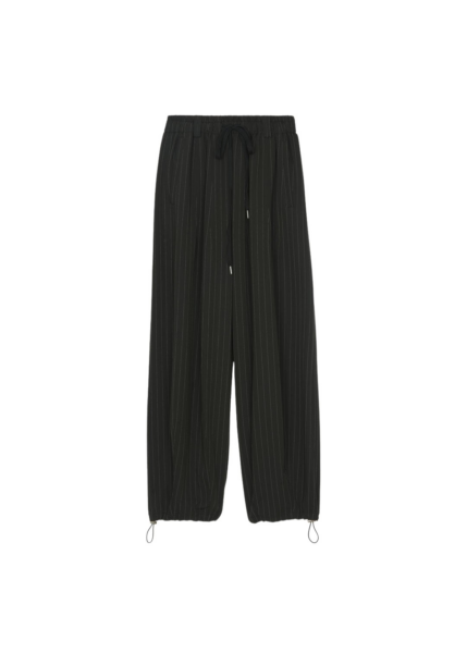 The Frankie Shop Rilton Drawstring Pants - Black/White Pinstripe - Oversized Minimalist Pants in Black - Shop at Luxury Shoes 