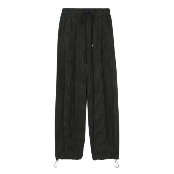 The Frankie Shop Rilton Drawstring Pants - Black/White Pinstripe - Oversized Minimalist Pants in Black - Shop at Luxury Shoes 