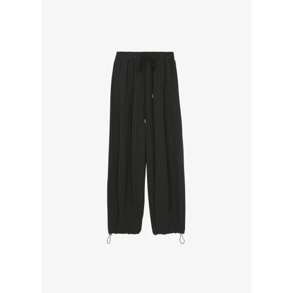 The Frankie Shop Rilton Drawstring Pants - Black/White Pinstripe - Oversized Minimalist Pants in Black - Shop at Luxury Shoes 