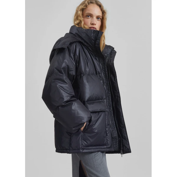 The Frankie Shop Riom Hooded Puffer Jacket - Black - Oversized Minimalist Jackets in Black - Shop at Luxury Shoes 
