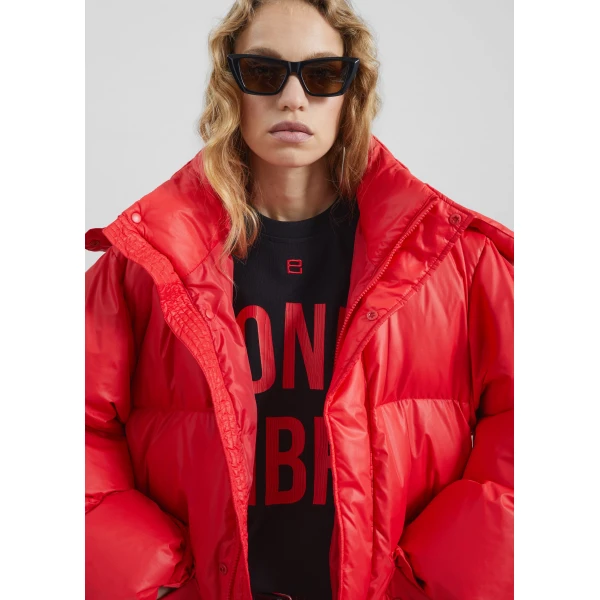 The Frankie Shop Riom Hooded Puffer Jacket - Red - Oversized Minimalist Jackets in Red - Shop at Luxury Shoes 