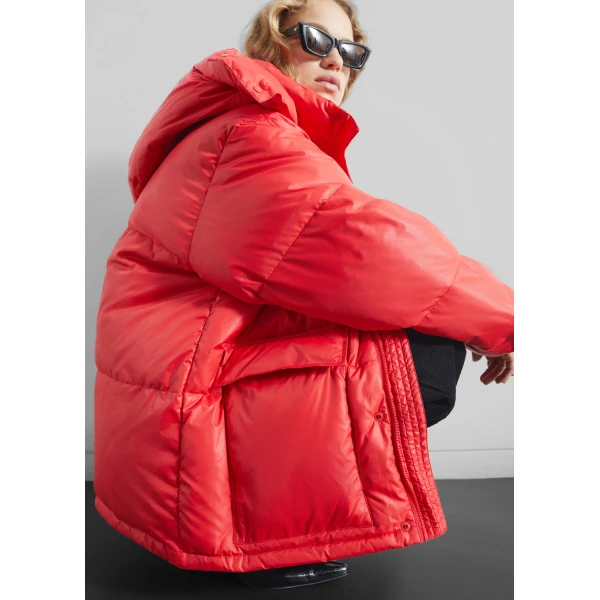 The Frankie Shop Riom Hooded Puffer Jacket - Red - Oversized Minimalist Jackets in Red - Shop at Luxury Shoes 