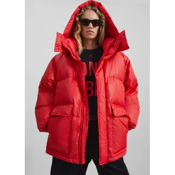 The Frankie Shop Riom Hooded Puffer Jacket - Red - Oversized Minimalist Jackets in Red - Shop at Luxury Shoes 