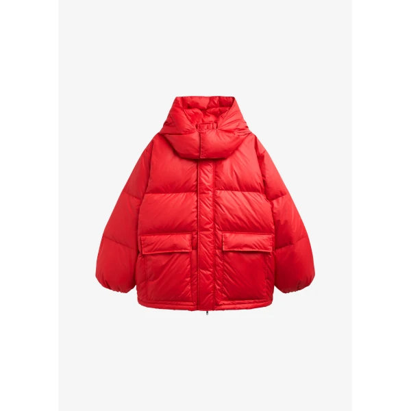 The Frankie Shop Riom Hooded Puffer Jacket - Red - Oversized Minimalist Jackets in Red - Shop at Luxury Shoes 