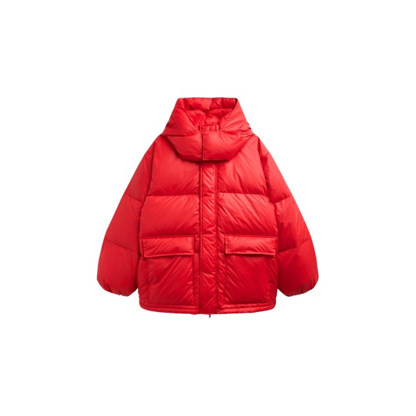 The Frankie Shop Riom Hooded Puffer Jacket - Red - Oversized Minimalist Jackets in Red - Shop at Luxury Shoes 
