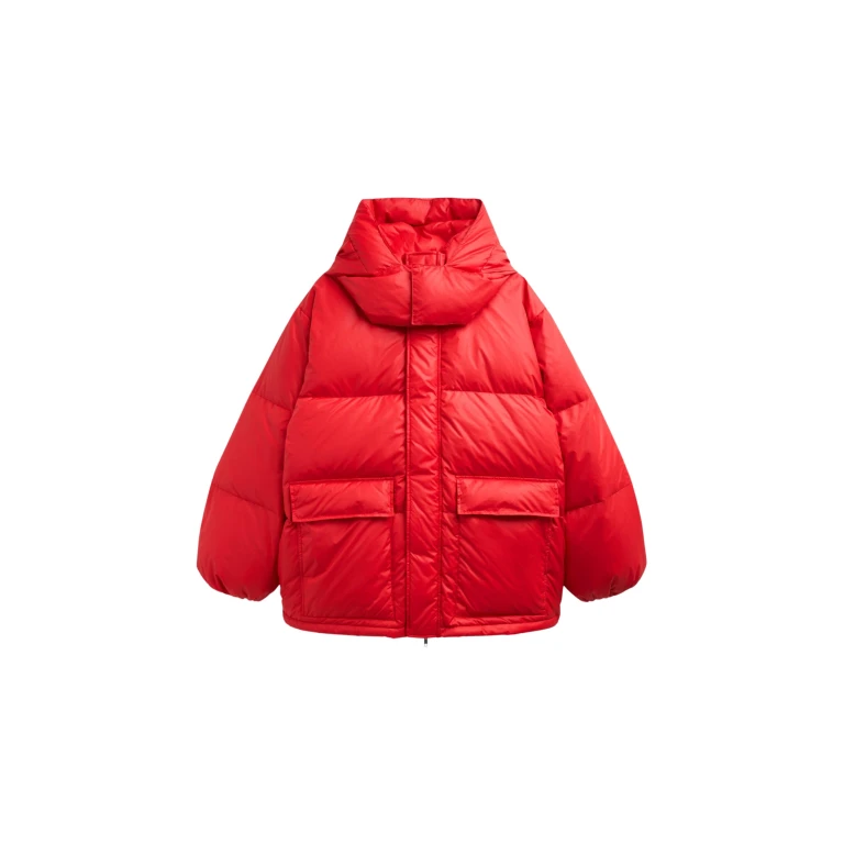 The Frankie Shop Riom Hooded Puffer Jacket - Red - Oversized Minimalist Jackets in Red - Shop at Luxury Shoes 