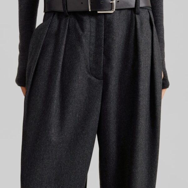 The Frankie Shop Ripley Flannel Pleated Trousers – Dark Grey, view 5