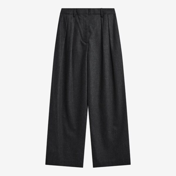 The Frankie Shop Ripley Flannel Pleated Trousers – Dark Grey, view 9