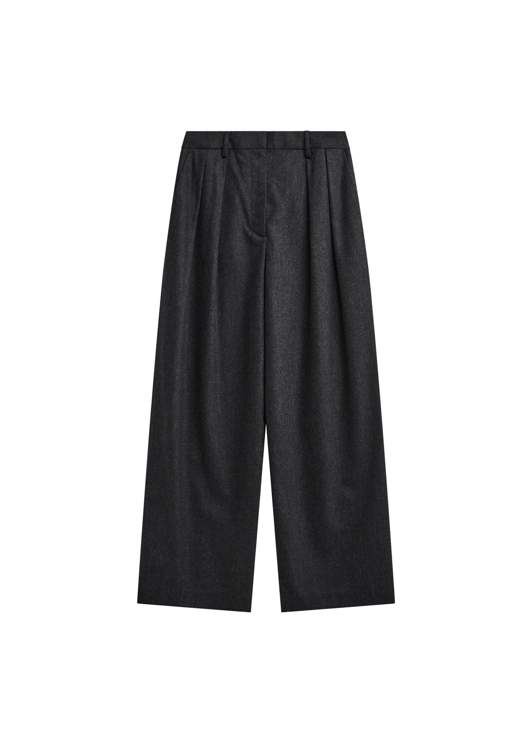 The Frankie Shop Ripley Flannel Pleated Trousers - Dark Grey - Oversized Minimalist Pants in Grey - Shop at Luxury Shoes 