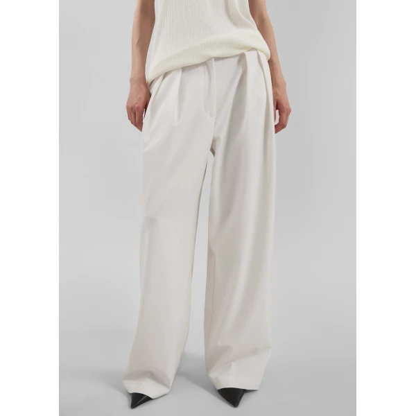 The Frankie Shop Ripley Pleated Trousers - Ivory - Oversized Minimalist Pants in Ivory - Shop at Luxury Shoes 