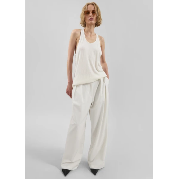 The Frankie Shop Ripley Pleated Trousers - Ivory - Oversized Minimalist Pants in Ivory - Shop at Luxury Shoes 