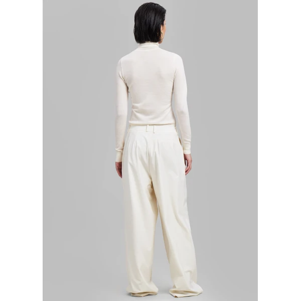 The Frankie Shop Ripley Pleated Trousers - Ivory - Oversized Minimalist Pants in Ivory - Shop at Luxury Shoes 