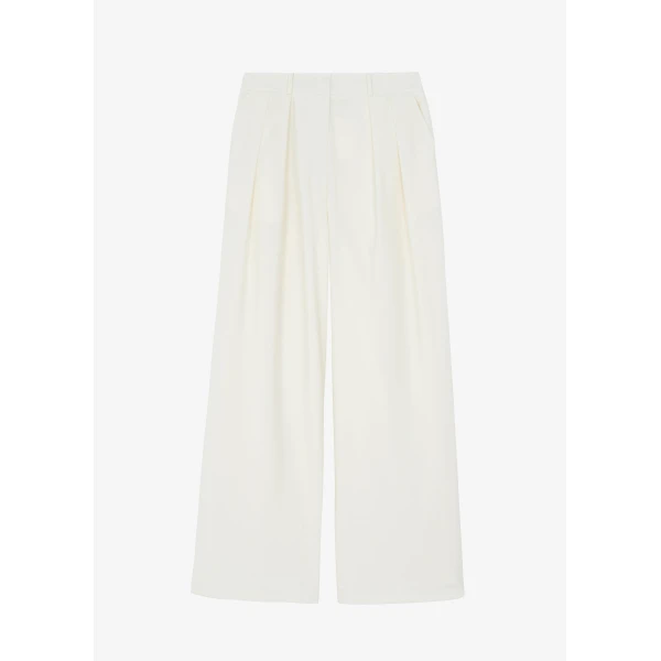 The Frankie Shop Ripley Pleated Trousers - Ivory - Oversized Minimalist Pants in Ivory - Shop at Luxury Shoes 