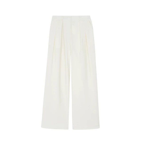 The Frankie Shop Ripley Pleated Trousers - Ivory - Oversized Minimalist Pants in Ivory - Shop at Luxury Shoes 