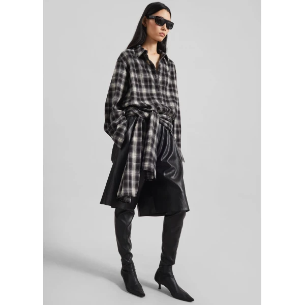 The Frankie Shop Risarven Faux Leather Bermuda Shorts - Black - Oversized Minimalist Shorts in Black - Shop at Luxury Shoes 
