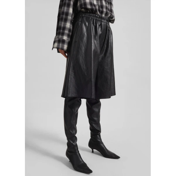 The Frankie Shop Risarven Faux Leather Bermuda Shorts - Black - Oversized Minimalist Shorts in Black - Shop at Luxury Shoes 