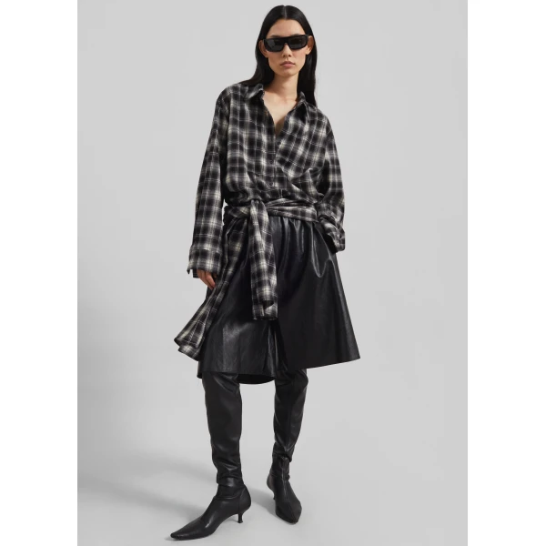The Frankie Shop Risarven Faux Leather Bermuda Shorts - Black - Oversized Minimalist Shorts in Black - Shop at Luxury Shoes 