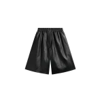 The Frankie Shop Risarven Faux Leather Bermuda Shorts - Black - Oversized Minimalist Shorts in Black - Shop at Luxury Shoes 