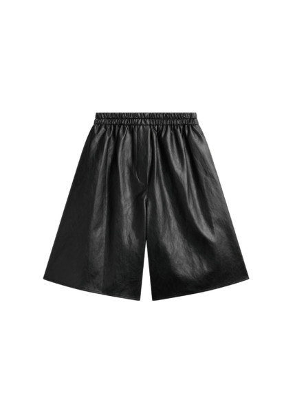 The Frankie Shop Risarven Faux Leather Bermuda Shorts - Black - Oversized Minimalist Shorts in Black - Shop at Luxury Shoes 