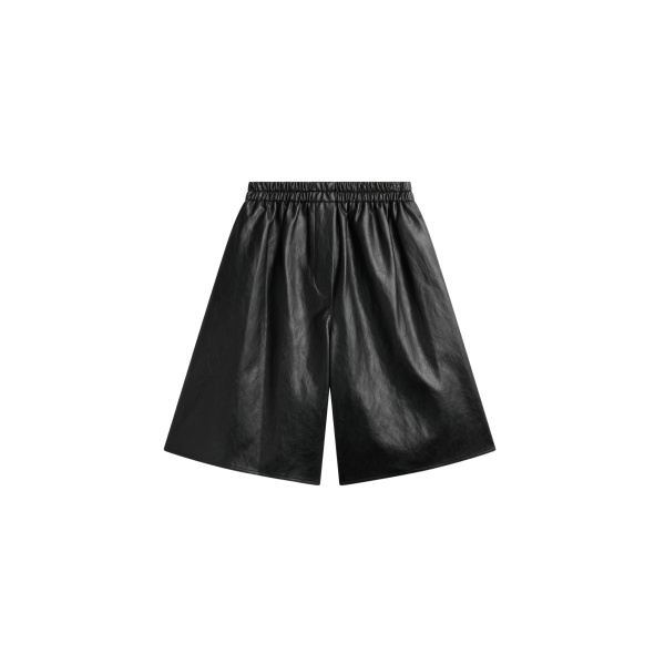 The Frankie Shop Risarven Faux Leather Bermuda Shorts - Black - Oversized Minimalist Shorts in Black - Shop at Luxury Shoes 