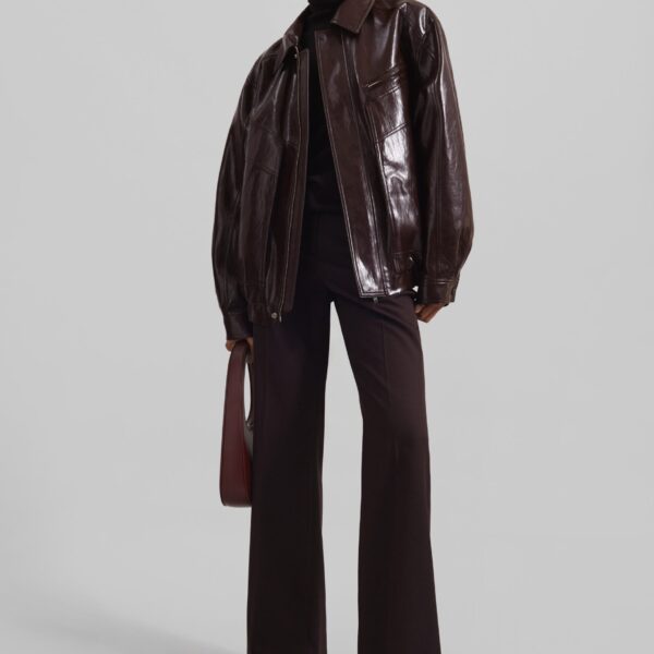 The Frankie Shop Risner Faux Leather Jacket – Burgundy, view 4