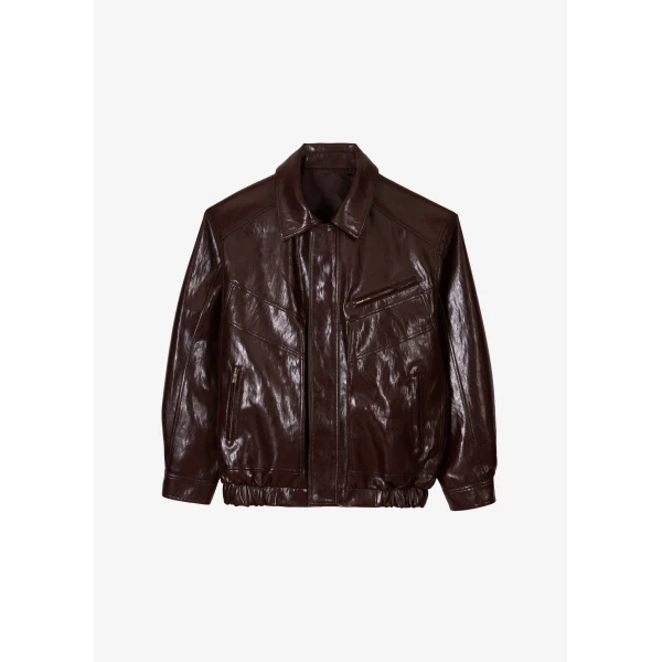 The Frankie Shop Risner Faux Leather Jacket - Burgundy - Oversized Minimalist Jackets in Red - Shop at Luxury Shoes 