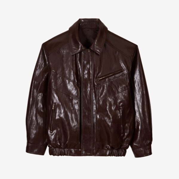 The Frankie Shop Risner Faux Leather Jacket – Burgundy, view 9