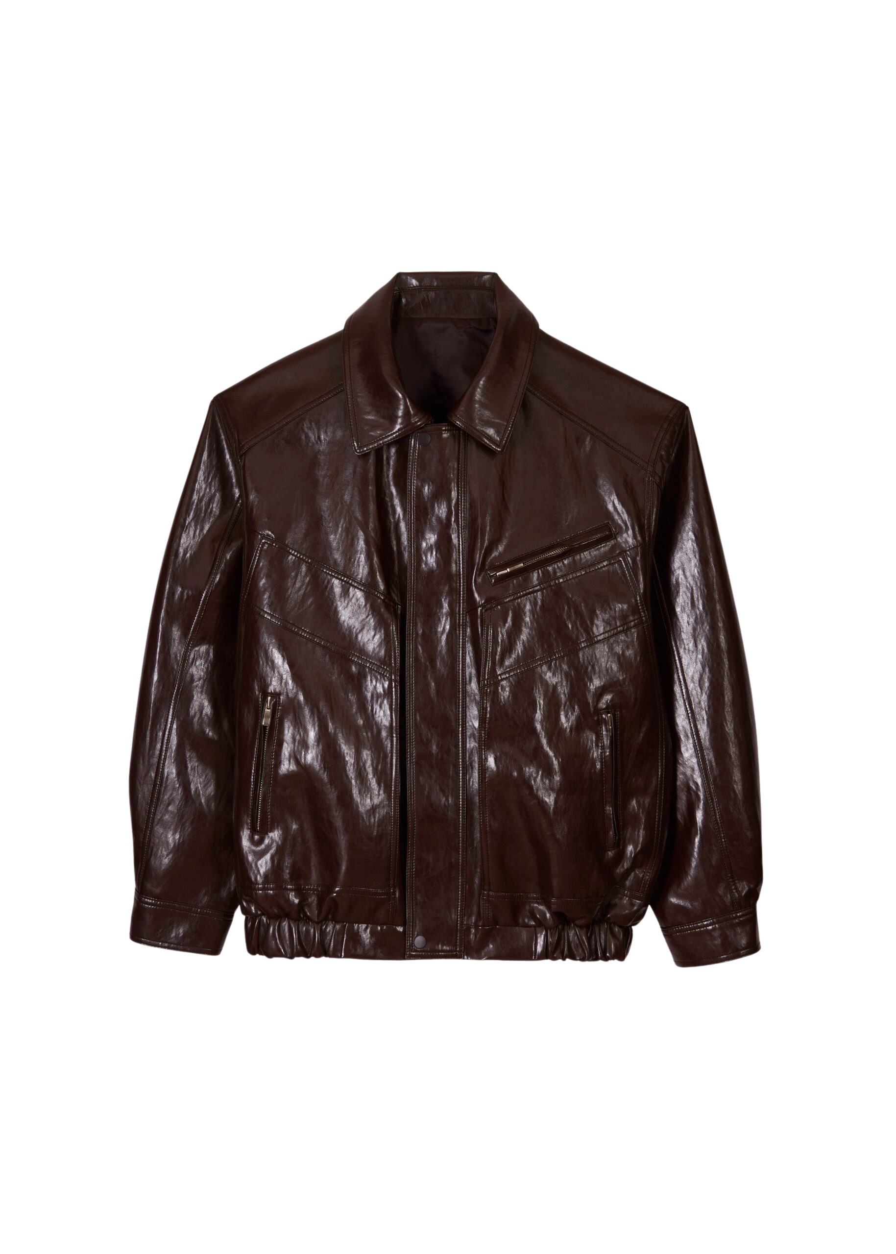 The Frankie Shop Risner Faux Leather Jacket - Burgundy - Oversized Minimalist Jackets in Red - Shop at Luxury Shoes 