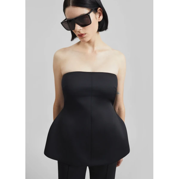 The Frankie Shop Rivoli Hourglass Top - Black - Oversized Minimalist Tops in Black - Shop at Luxury Shoes 
