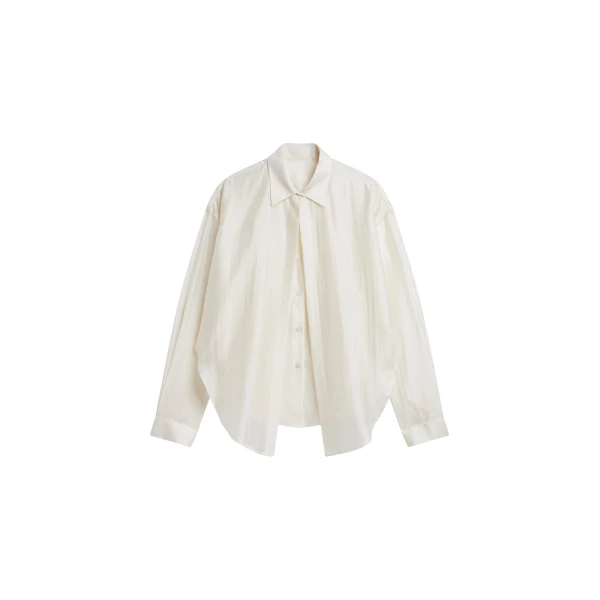 The Frankie Shop Roanne Fluid Double Shirt - Cream - Oversized Minimalist Tops in Ivory - Shop at Luxury Shoes 