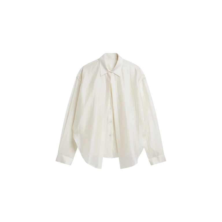 The Frankie Shop Roanne Fluid Double Shirt - Cream - Oversized Minimalist Tops in Ivory - Shop at Luxury Shoes 