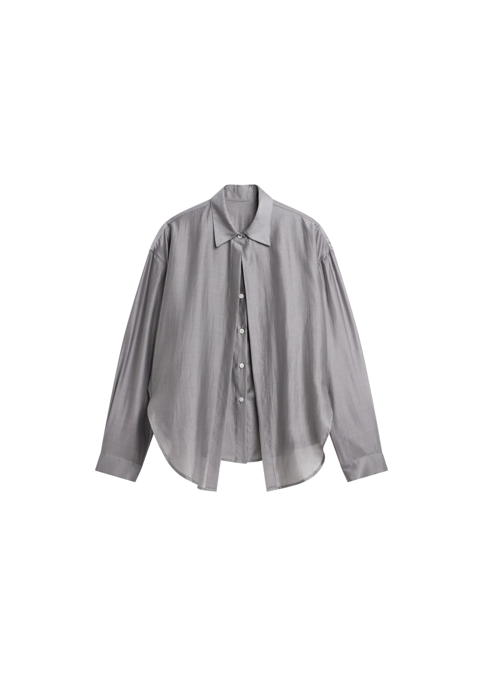 The Frankie Shop Roanne Fluid Double Shirt – Steel Grey