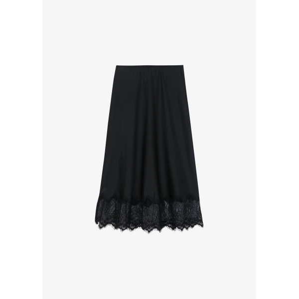 The Frankie Shop Rosyth Lace Midi Skirt - Black - Oversized Minimalist Skirts in Black - Shop at Luxury Shoes 