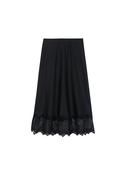 The Frankie Shop Rosyth Lace Midi Skirt - Black - Oversized Minimalist Skirts in Black - Shop at Luxury Shoes 